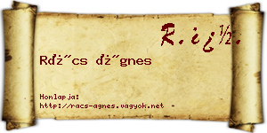 Rács Ágnes névjegykártya