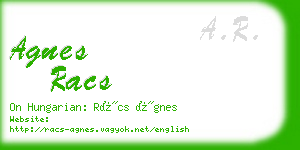 agnes racs business card
